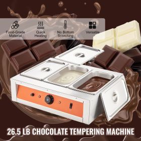 Chocolate Tempering Machine, 26.5 Lbs 3 Tanks Chocolate Melting Pot TEMP Control 86-185 F
