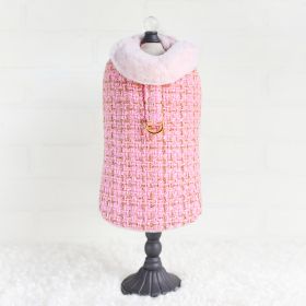 Chantel Tweed Dog Coat (Color: Bubblegum Pink, size: LG)
