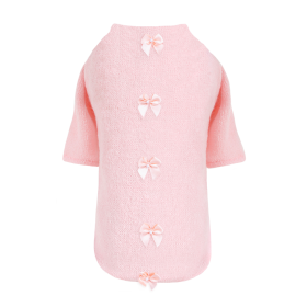Dainty Bow Sweater (Color: Peach, size: LG)