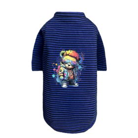 Punk Brats Dog Tee (Color: Striped Navy, size: XS)