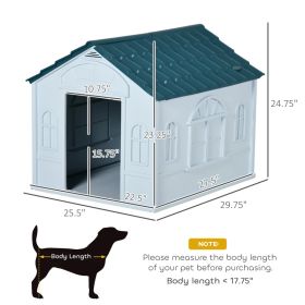 PawHut Plastic Dog House For Medium And Small Dogs, Water Resistant Puppy Shelter Indoor Outdoor With Door, Easy To Assemble, Blue (Option: Deep Ocean Blue)