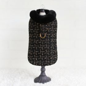 Chantel Tweed Dog Coat (Color: Black, size: SM)