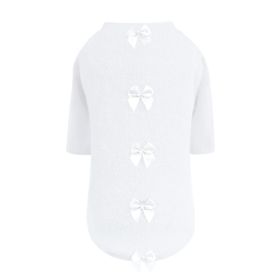 Dainty Bow Sweater (Color: White, size: MD)