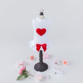 Puff Heart Dog Dress (Color: Red, size: LG)